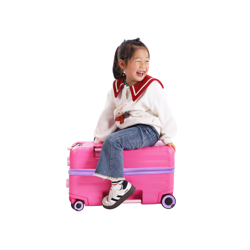 Trunkryder - Valise à roulettes enfant (Rose azalée)