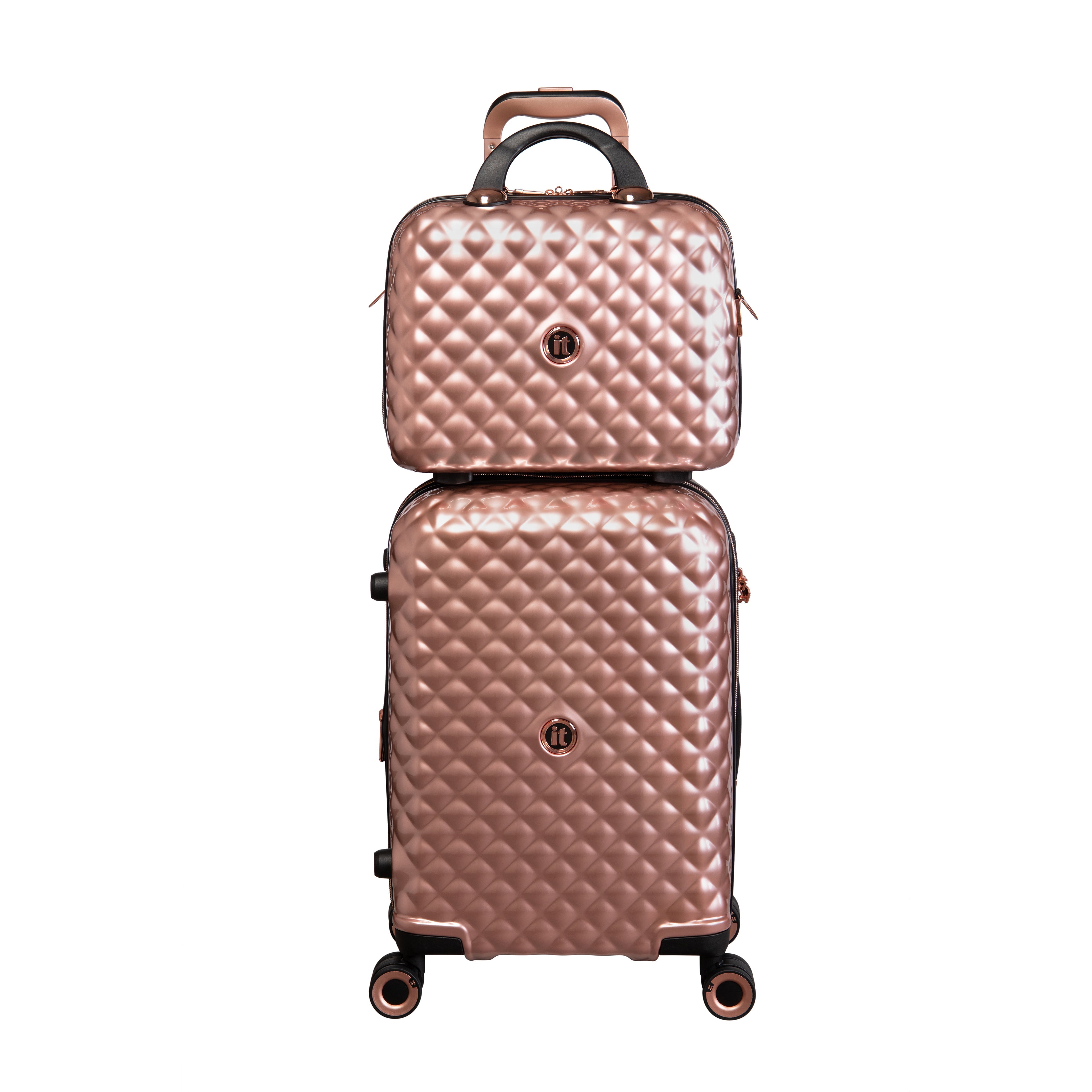 it Luggage Glitzy Vanity Case in Metallic Rose Gold